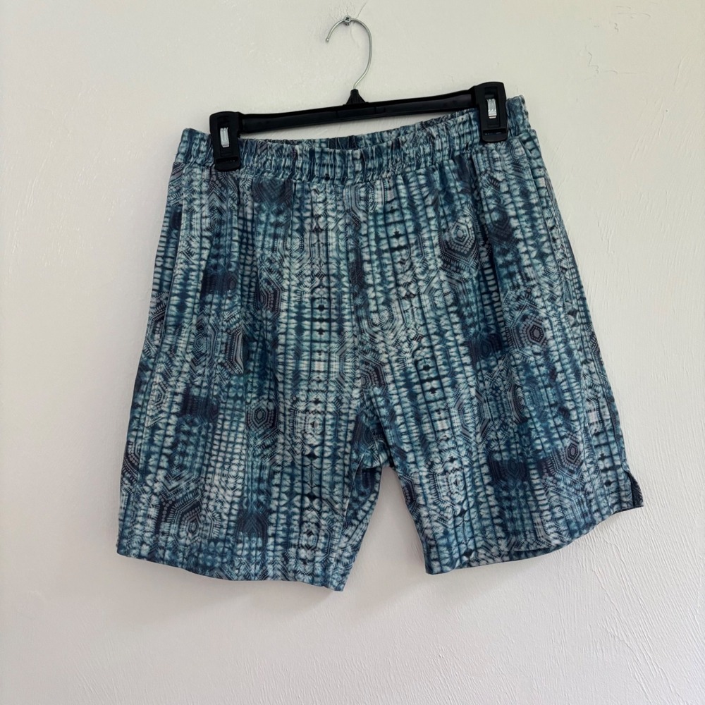 Shore Men's Athletic Shorts Medium Blue Tie Dye Drawstring Gym Casual Shorts